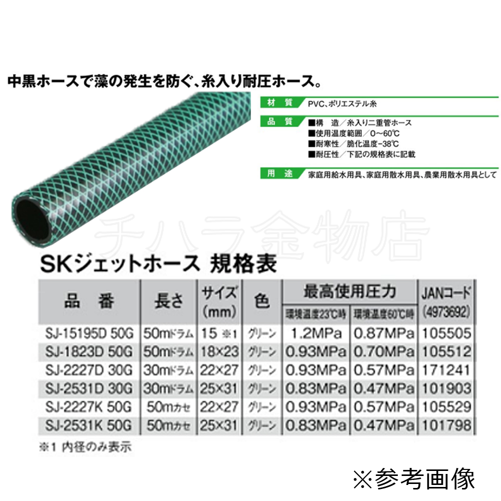 散水ホース 三洋化成 SKジェットホース 15mm 耐圧ホース SJ-15195D50G