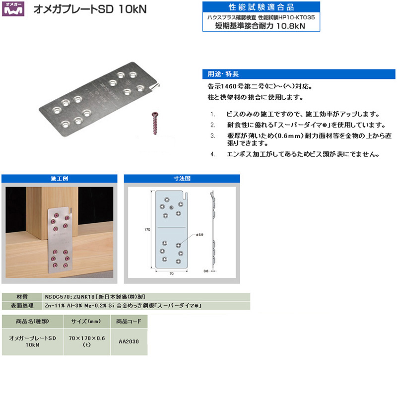タナカ オメガプレートSD 10kN AA2030 | チハラ金物店